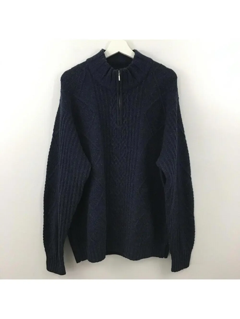 Jos. A. Bank Men’s Lambswool Blend Knit Blue Kong Sleeve Sweater Size XL